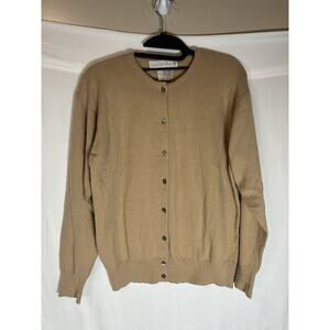 Clan Douglas Women's Size M Tan Cashmere Button Up Sweater Scotland Made